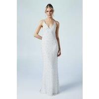 Coast Womens Maxi Dress Ivory Beaded V-Neck Sleeveless Elegant Bridal Gown