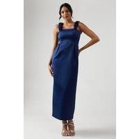 3d Floral Bardot Column Bridesmaids Dress