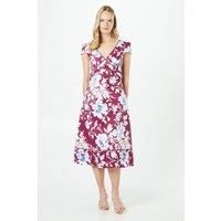 Floral Lace Trim Ottoman Midi Dress