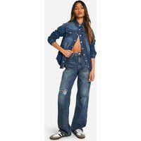 Womens Boohoo Basics Ripped Knee Boyfriend Jeans