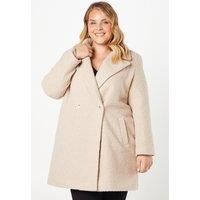 Dorothy Perkins Womens Coat Oatmeal Curve Teddy Oversized Double Breasted