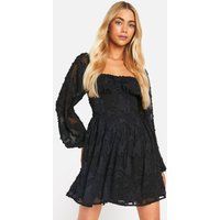 Womens Corset Detail Long Sleeve Mini Dress