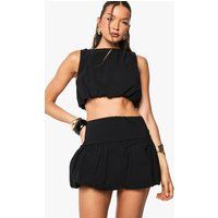 Womens Bengaline Bubble Puffball Mini Skirt