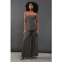 Drape Pleat Detail Wide Leg Trouser