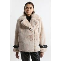 Petite Faux Fur Cropped Coat
