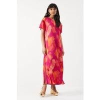 Warehouse Womens Pink T-Shirt Dress Abstract Print Crew Neck Short Sleeve