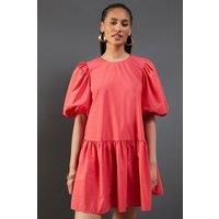 Warehouse Womens Mini Dress Pink Voluminous Puff Sleeves Spring Summer