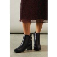 Wide Fit Apple Buckle Detail Mid Heel Ankle Boots
