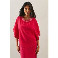 Wallis Womens Maxi Dress Elegant Pearl Overlay Formal Long Pink Sleeveless