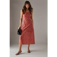 Crochet Lace Scoop Neck Midi Dress