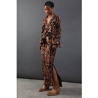 Warehouse Women's Chiffon Column Maxi Skirt in Animal | Size: 6