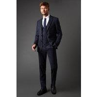 Burton Mens Suit Trousers Navy Navy Tweed Check Tailored Fit Business Formal