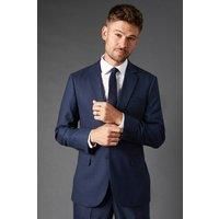 Burton Mens Tailored Fit Suit Jacket Navy Sharkskin Two Button