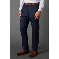 Navy Sharkskin Slim Fit Trousers