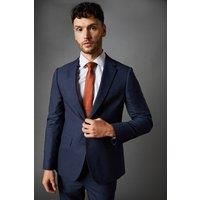Navy Sharkskin Slim Fit Suit Jacket