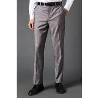 Mens Mid Grey Sharkskin Tailored Fit Trouser - 30S