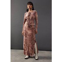 Warehouse Women's Burnout Velvet Column Maxi Skirt in Zebra | Size: 6