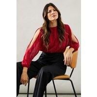 Wallis Womens Jumpsuit Red Cold Shoulder Hotfix Embellishments Elegant Fit