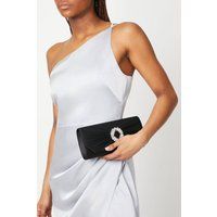 Womens Tyla Diamante Trim Satin Clutch Bag