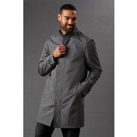 Burton Mens Grey Rain Coat Smart Funnel Neck Button Casual Jacket
