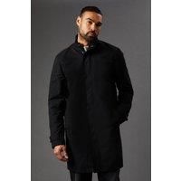 Burton Mens Rain Coat Smart Funnel Neck Mac Black Button Casual Jacket