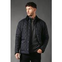 Maine Mens Jacket Black Quilted Cord Collar All Seasons Casual Coat