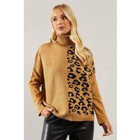 Wallis Womens Casual Jumper Camel Roll Neck Long Sleeve Versatile Fit