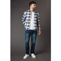 Mens Dark Vintage Wash Stretch Straight Jeans