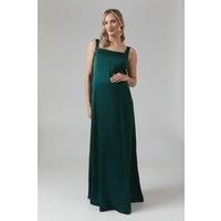 Coast Womens Maxi Dress Emerald Satin Sleeveless Empire Waist Bridesmaid