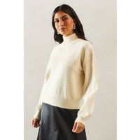 Wallis Womens Jumper Ivory Sequin Polka Dot High Neck Casual All Seasons