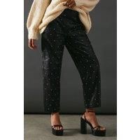 Real Leather All Over Stud Barrel Leg Trouser