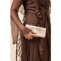 Womens Beauty Twist Front Satin Clutch Bag