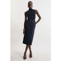 Clean Tailored Pencil Midi Skirt