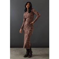Warehouse Animal Knitted Dress Womens Casual Dresses