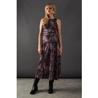 Warehouse Womens Slip Dress Snake Sleeveless Woven Satin Midi