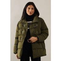 Funnel Neck Tie Detail Padded Coat