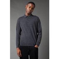 Burton Mens Jumper Charcoal Cotton Blend Knit Pullover Long Sleeve Crew Neck