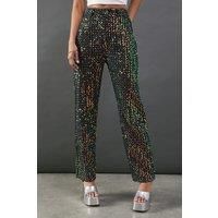 Warehouse Womens Straight Jeans Black Sequin Embellished Cotton Denim