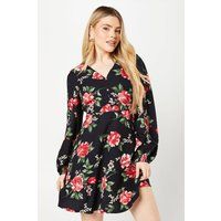 Womens Large Floral Button Front Mini Dress