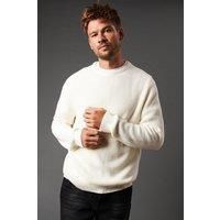Burton Mens Jumper White Casual Crew Neck Ribbed Texture All Seasons