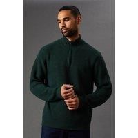 Burton Mens Jumper Half Zip Ribbed Cotton Blend Casual Green Long Sleeve
