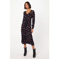 Dorothy Perkins Womens Midi Dress Floral Lace Yoke Floral V Neck Long Sleeve
