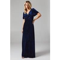 Petite Velvet Twist Front Bridesmaids Midaxi Dress