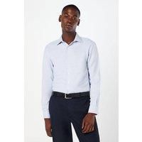 Burton Mens Slim Fit Shirt White End On End Easy Iron Long Sleeve