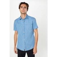Mens Light Blue Denim Short Sleeve Shirt - S