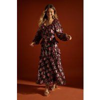 Dorothy Perkins Womens Midi Dress Purple Formal Wedding Party Ruffle Chiffon