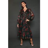 Dorothy Perkins Womens Midi Dress Floral Floral V Neck Long Sleeve Chiffon