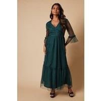 Occasion Embroidered Mesh Tiered Midaxi Dress