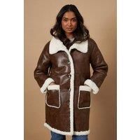 Oasis Womens Coat Tan Slim Fit Black Polyester Lining