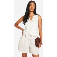 Womens Linen Look High Waist Tailored Shorts